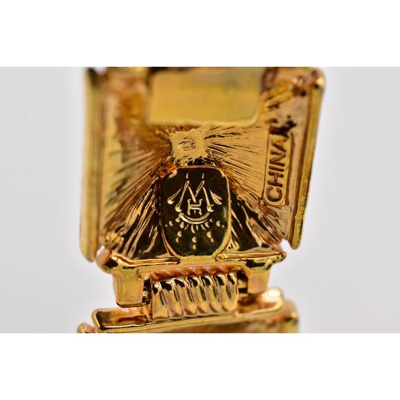 Hutton Wilkinson Vintage Bracelet Blue Enamel Bracelet Gold Crystal Signed BinO - Picture 11 of 12